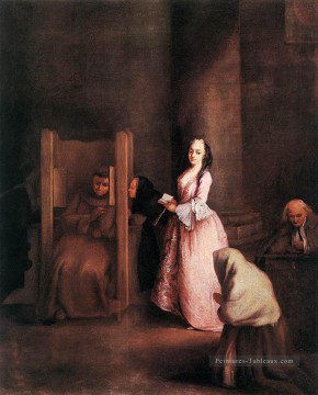 Les scènes de la vie de la confession Pietro Longhi Peinture à l'huile